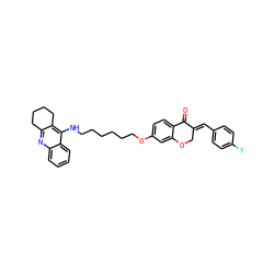 O=C1/C(=C/c2ccc(F)cc2)COc2cc(OCCCCCCNc3c4c(nc5ccccc35)CCCC4)ccc21 ZINC000103248557