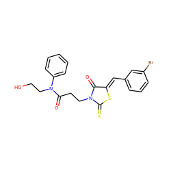 O=C1/C(=C/c2cccc(Br)c2)SC(=S)N1CCC(=O)N(CCO)c1ccccc1 ZINC000001185619