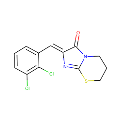 O=C1/C(=C/c2cccc(Cl)c2Cl)N=C2SCCCN12 ZINC000139124865