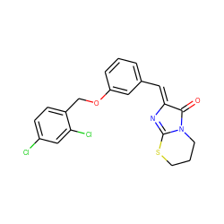 O=C1/C(=C/c2cccc(OCc3ccc(Cl)cc3Cl)c2)N=C2SCCCN12 ZINC000169329796