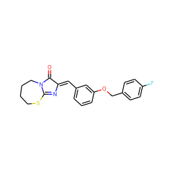 O=C1/C(=C/c2cccc(OCc3ccc(F)cc3)c2)N=C2SCCCCN12 ZINC000169322719