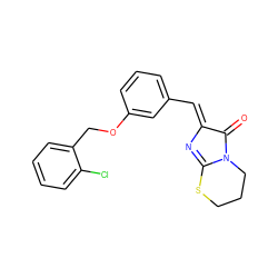 O=C1/C(=C/c2cccc(OCc3ccccc3Cl)c2)N=C2SCCCN12 ZINC000169329795