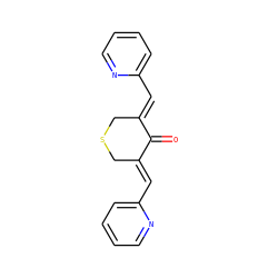 O=C1/C(=C/c2ccccn2)CSC/C1=C\c1ccccn1 ZINC000084728698