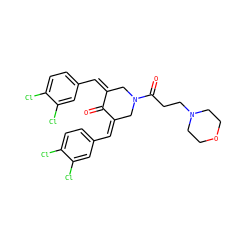 O=C1/C(=C\c2ccc(Cl)c(Cl)c2)CN(C(=O)CCN2CCOCC2)C/C1=C/c1ccc(Cl)c(Cl)c1 ZINC000059365139