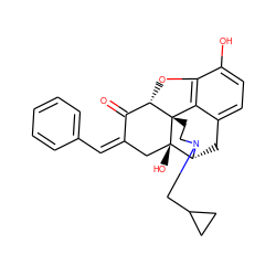 O=C1/C(=C\c2ccccc2)C[C@@]2(O)[C@H]3Cc4ccc(O)c5c4[C@@]2(CCN3CC2CC2)[C@H]1O5 ZINC000028755894