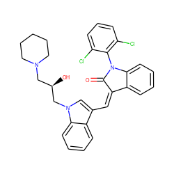 O=C1/C(=C\c2cn(C[C@H](O)CN3CCCCC3)c3ccccc23)c2ccccc2N1c1c(Cl)cccc1Cl ZINC000095553651