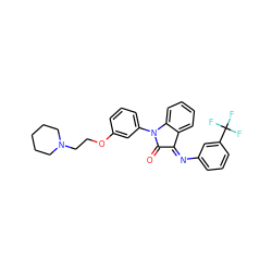 O=C1/C(=N/c2cccc(C(F)(F)F)c2)c2ccccc2N1c1cccc(OCCN2CCCCC2)c1 ZINC000034637958