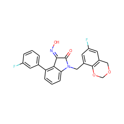 O=C1/C(=N\O)c2c(-c3cccc(F)c3)cccc2N1Cc1cc(F)cc2c1OCOC2 ZINC000042964876