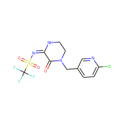 O=C1/C(=N\S(=O)(=O)C(F)(F)F)NCCN1Cc1ccc(Cl)nc1 ZINC000103188660