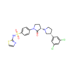 O=C1[C@@H](N2CC[C@H](c3cc(Cl)cc(Cl)c3)C2)CCN1c1ccc(S(=O)(=O)Nc2nccs2)cc1 ZINC000068197222