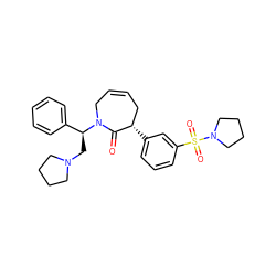 O=C1[C@@H](c2cccc(S(=O)(=O)N3CCCC3)c2)CC=CCN1[C@@H](CN1CCCC1)c1ccccc1 ZINC000028398268