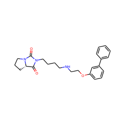 O=C1[C@@H]2CCCN2C(=O)N1CCCCNCCOc1cccc(-c2ccccc2)c1 ZINC000096933080