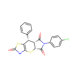 O=C1[C@@H]2Sc3[nH]c(=O)sc3[C@H](c3ccccc3)[C@@H]2C(=O)N1c1ccc(Cl)cc1 ZINC000013471487