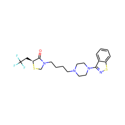 O=C1[C@H](CC(F)(F)F)SCN1CCCCN1CCN(c2nsc3ccccc23)CC1 ZINC000013759388