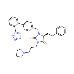 O=C1[C@H](CCc2ccccc2)N(Cc2ccc(-c3ccccc3-c3nnn[nH]3)cc2)C(=O)N1CCCN1CCCC1 ZINC000026947069