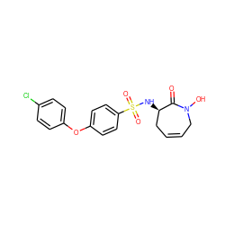 O=C1[C@H](NS(=O)(=O)c2ccc(Oc3ccc(Cl)cc3)cc2)CC=CCN1O ZINC000073165415