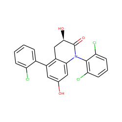 O=C1[C@H](O)Cc2c(-c3ccccc3Cl)cc(O)cc2N1c1c(Cl)cccc1Cl ZINC000029125704