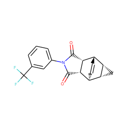 O=C1[C@H]2[C@H]3C=C[C@@H]([C@@H]4C[C@H]34)[C@H]2C(=O)N1c1cccc(C(F)(F)F)c1 ZINC000101010517