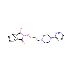 O=C1[C@H]2[C@H]3C=C[C@@H](C3)[C@H]2C(=O)N1OCCCN1CCN(c2ccccn2)CC1 ZINC000100059030