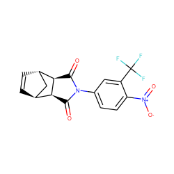 O=C1[C@H]2[C@H]3C=C[C@@H](C3)[C@H]2C(=O)N1c1ccc([N+](=O)[O-])c(C(F)(F)F)c1 ZINC000101027924