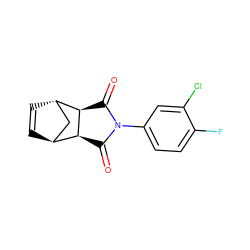 O=C1[C@H]2[C@H]3C=C[C@@H](C3)[C@H]2C(=O)N1c1ccc(F)c(Cl)c1 ZINC000100394540