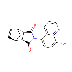 O=C1[C@H]2[C@H]3C=C[C@@H](C3)[C@H]2C(=O)N1c1ccc(O)c2ncccc12 ZINC000101027904