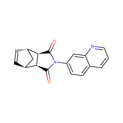 O=C1[C@H]2[C@H]3C=C[C@@H](C3)[C@H]2C(=O)N1c1ccc2cccnc2c1 ZINC000101008468