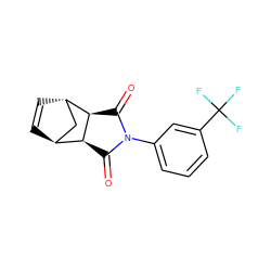 O=C1[C@H]2[C@H]3C=C[C@@H](C3)[C@H]2C(=O)N1c1cccc(C(F)(F)F)c1 ZINC000100376694