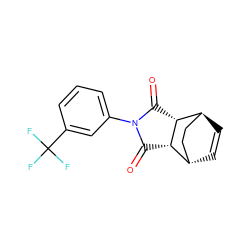 O=C1[C@H]2[C@H]3C=C[C@@H](CC3)[C@H]2C(=O)N1c1cccc(C(F)(F)F)c1 ZINC000100376722