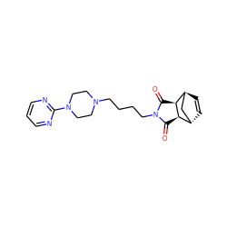 O=C1[C@H]2[C@H]3C=C[C@@H](CCC3)[C@H]2C(=O)N1CCCCN1CCN(c2ncccn2)CC1 ZINC000100679219