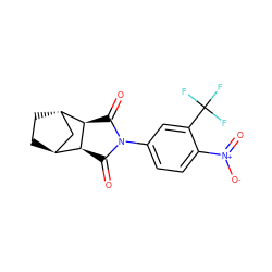 O=C1[C@H]2[C@H]3CC[C@@H](C3)[C@H]2C(=O)N1c1ccc([N+](=O)[O-])c(C(F)(F)F)c1 ZINC000101004064