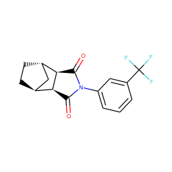 O=C1[C@H]2[C@H]3CC[C@@H](C3)[C@H]2C(=O)N1c1cccc(C(F)(F)F)c1 ZINC000100651989