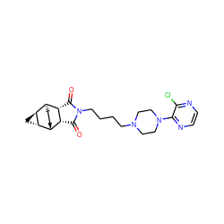 O=C1[C@H]2[C@H]3CC[C@H]([C@H]2C(=O)N1CCCCN1CCN(c2nccnc2Cl)CC1)[C@@H]1C[C@@H]31 ZINC000195185138