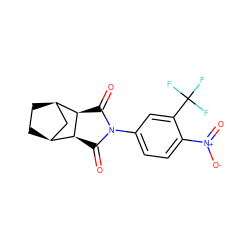 O=C1[C@H]2[C@H]3CC[C@H](C3)[C@H]2C(=O)N1c1ccc([N+](=O)[O-])c(C(F)(F)F)c1 ZINC000028129753