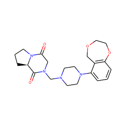 O=C1[C@H]2CCCN2C(=O)CN1CN1CCN(c2cccc3c2COCCO3)CC1 ZINC000095607822