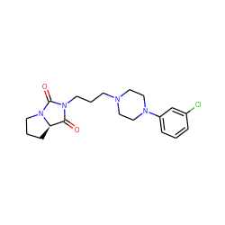 O=C1[C@H]2CCCN2C(=O)N1CCCN1CCN(c2cccc(Cl)c2)CC1 ZINC000000641744