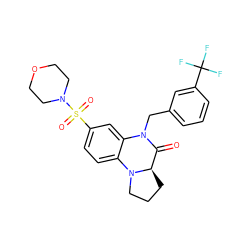 O=C1[C@H]2CCCN2c2ccc(S(=O)(=O)N3CCOCC3)cc2N1Cc1cccc(C(F)(F)F)c1 ZINC000008666234