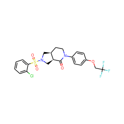 O=C1[C@H]2CN(S(=O)(=O)c3ccccc3Cl)C[C@H]2CCN1c1ccc(OCC(F)(F)F)cc1 ZINC000096169519