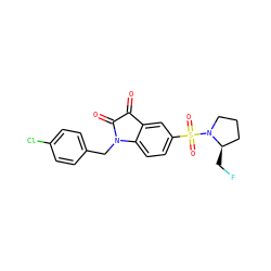O=C1C(=O)N(Cc2ccc(Cl)cc2)c2ccc(S(=O)(=O)N3CCC[C@H]3CF)cc21 ZINC000103299372