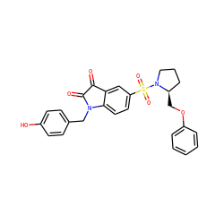 O=C1C(=O)N(Cc2ccc(O)cc2)c2ccc(S(=O)(=O)N3CCC[C@H]3COc3ccccc3)cc21 ZINC000013676462
