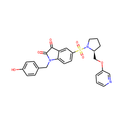 O=C1C(=O)N(Cc2ccc(O)cc2)c2ccc(S(=O)(=O)N3CCC[C@H]3COc3cccnc3)cc21 ZINC000028702252