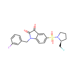 O=C1C(=O)N(Cc2cccc(I)c2)c2ccc(S(=O)(=O)N3CCC[C@H]3CF)cc21 ZINC000103299379