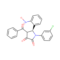 O=C1C(=O)N(c2cccc(Cl)c2)[C@H](c2ccccc2[N+](=O)[O-])C1C(=O)c1ccccc1 ZINC000008968595