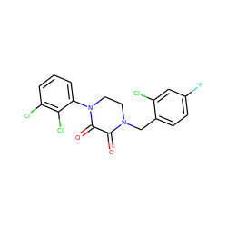 O=C1C(=O)N(c2cccc(Cl)c2Cl)CCN1Cc1ccc(F)cc1Cl ZINC000095565245