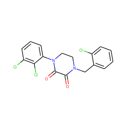 O=C1C(=O)N(c2cccc(Cl)c2Cl)CCN1Cc1ccccc1Cl ZINC000095566064