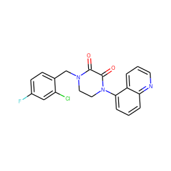 O=C1C(=O)N(c2cccc3ncccc23)CCN1Cc1ccc(F)cc1Cl ZINC000095565244