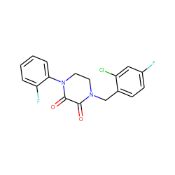 O=C1C(=O)N(c2ccccc2F)CCN1Cc1ccc(F)cc1Cl ZINC000095565228