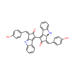 O=C1C(C2=C3c4ccccc4N[C@H]3/C(=C\c3ccc(O)cc3)C2=O)=C2C(=Nc3ccccc32)/C1=C\c1ccc(O)cc1 ZINC000042834693