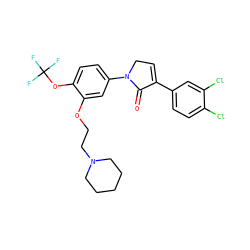 O=C1C(c2ccc(Cl)c(Cl)c2)=CCN1c1ccc(OC(F)(F)F)c(OCCN2CCCCC2)c1 ZINC000040566767