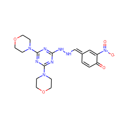 O=C1C=C/C(=C\NNc2nc(N3CCOCC3)nc(N3CCOCC3)n2)C=C1[N+](=O)[O-] ZINC000038166862